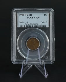 1909 VDB Lincoln Penny PCGS graded VF20 S-VDB