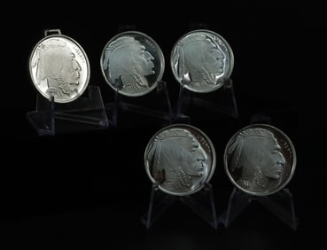Lots 5 fine silver .999 troy 1oz Indian coins
