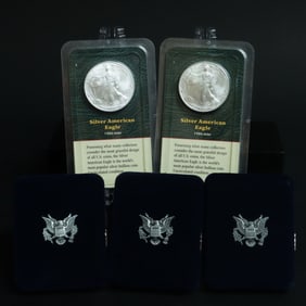 Lots 5 .999 silver American Eagle coins
