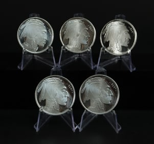 Lots of 5 fine silver .999 troy 1oz American Eagle bullion