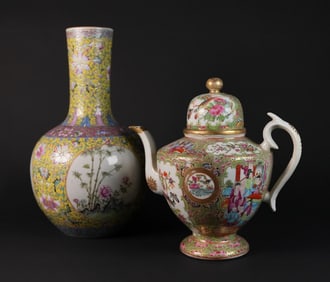 Lots Chinese fine porcelains rose medallion teapot