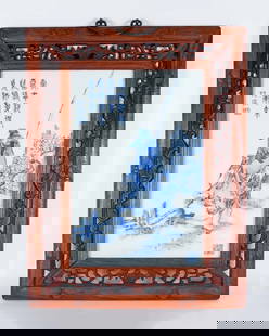 Chinese fine porcelain tile: Chinese fine porcelain tile. H: 20.1" x W: 15.5."