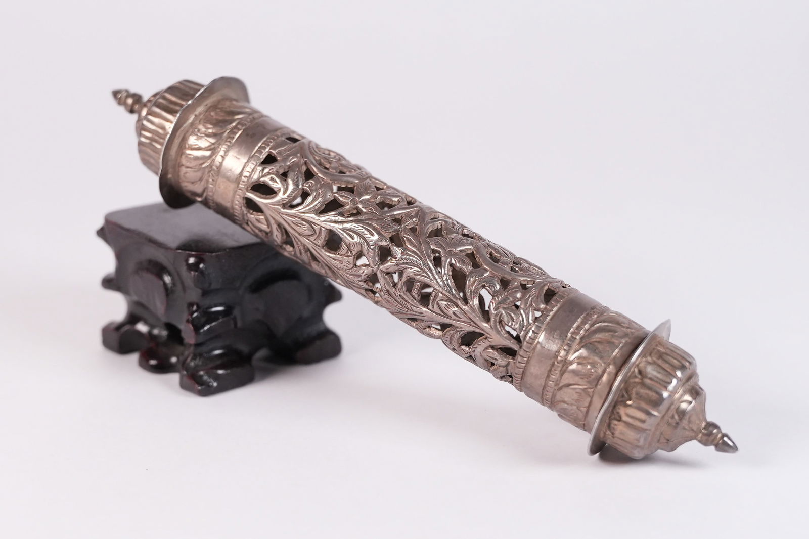 Tibetan antique silver praying scroll (1 of 9)
