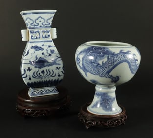 Lots Chinese fine b/w porcelains