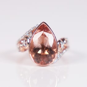 14 kt gold morganite diamond ring size 6.65