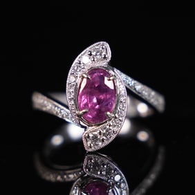 Platinum natural sapphire diamond ring GIA