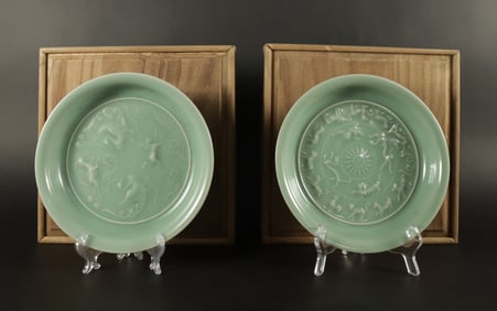 Lots Chinese green plates