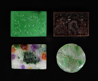 Lots Chinese apple green carvings