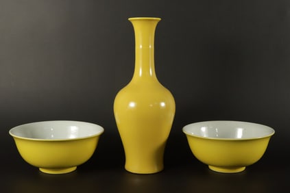 Lots Chinese yellow porcelains