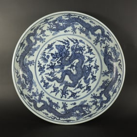 Chinese fine b/w dragon charger