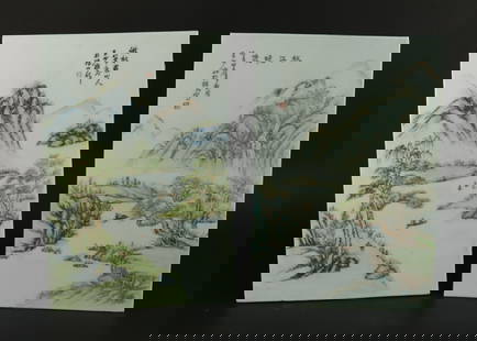2 Chinese antique porcelain plaques estate: 2 Chinese antique plaques. From a major estate. Largest H: 14.5" x W: 9.5."