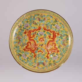 Chinese yellow dragon plate