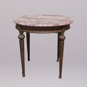 Antique marble top round desk