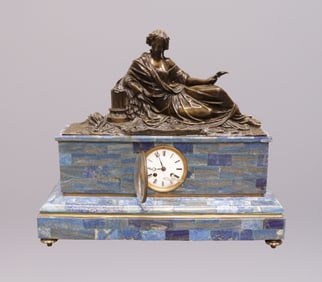 Antique lapis lazuli mantle clock