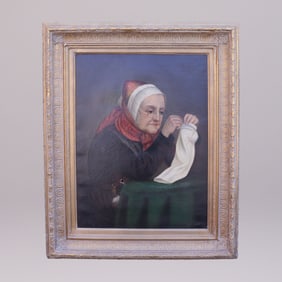 19th century oil painting old lady