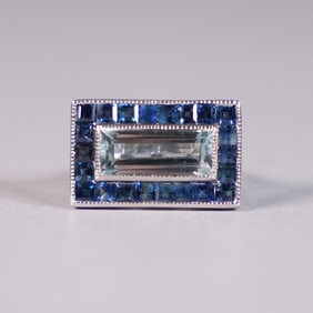 14 kt w/g aquamarine sapphire ring