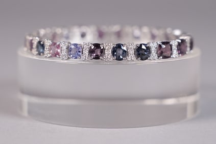 Platinum natural spinel diamond bracelet