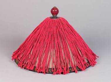 Chinese fine official hat with red top