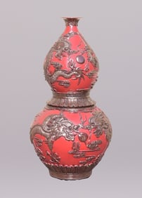 Chinese tall carved gourd vase