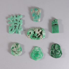 Lots Chinese apple green carvings