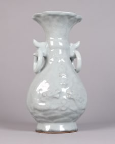 Chinese white crackled vase with markings
