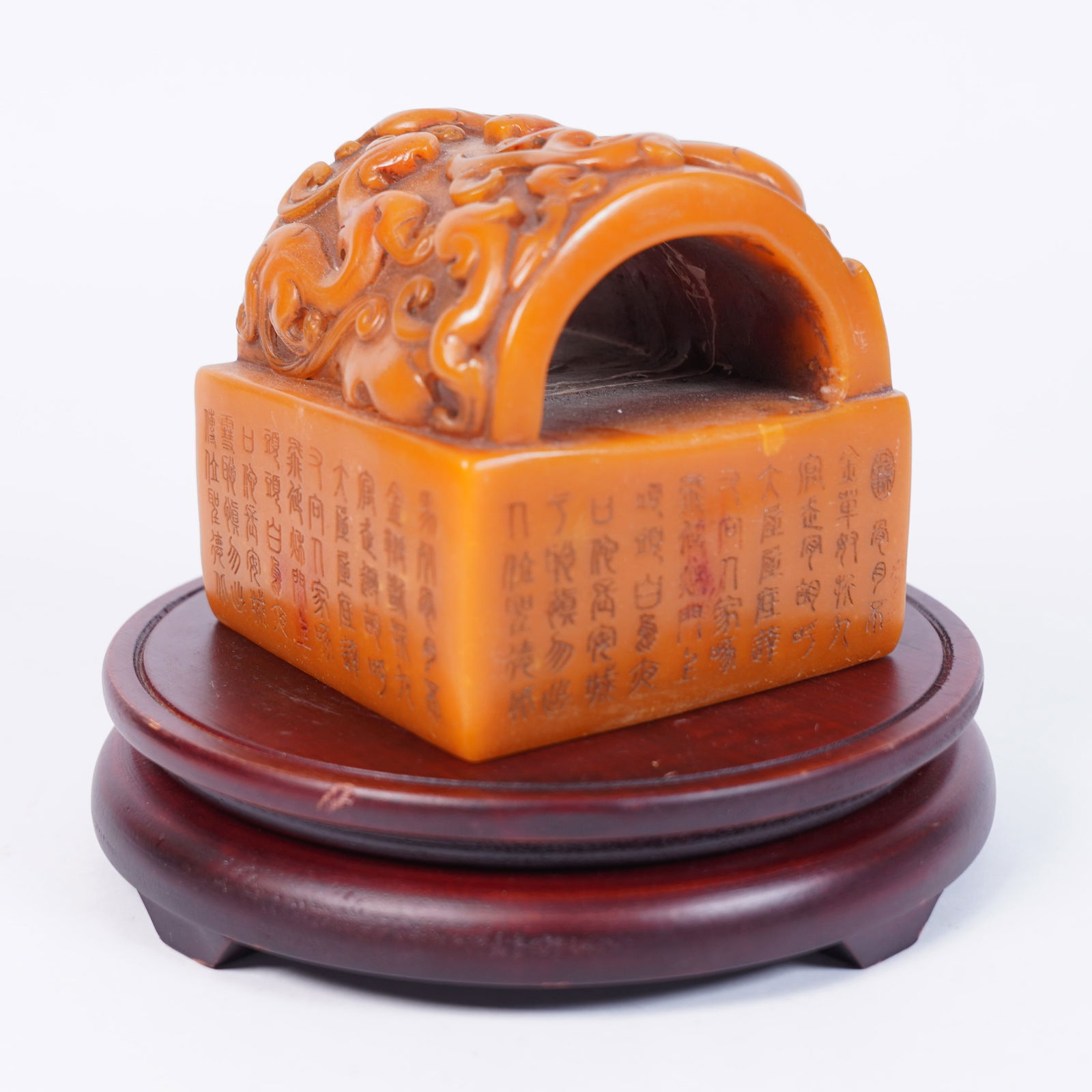 Chinese finely carved seal: Chinese finely carved seal. H: 4" x W: 4."