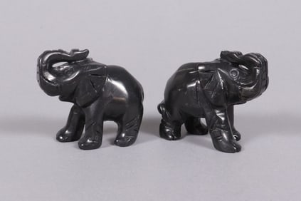 2 Asian carved elephant