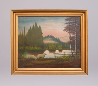 Antique 19th century painting on board