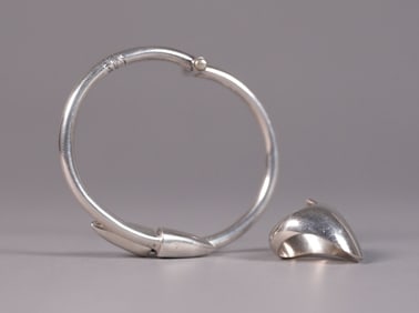 A vintage sterling bracelet and Georg Jensen Denmark silver ring
