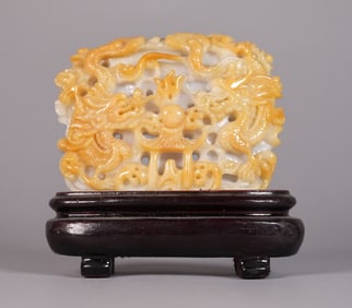 Chinese fine jadeite carving with stand