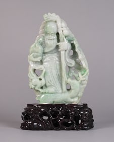 Chinese tall jadeite deity