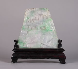 Chinese jadeite boulder with stand