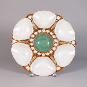 Antique oyster plate with carving