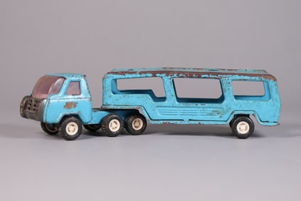 A vintage metal truck toy