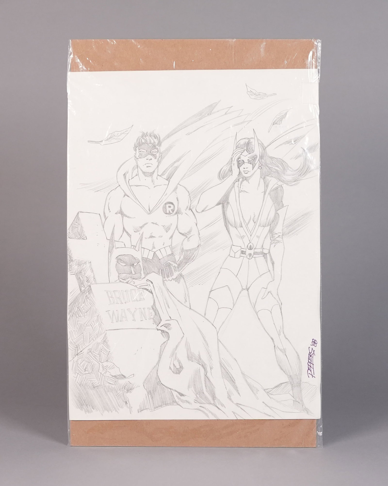 A vintage sketch DC characters: A vintage sketch DC characters. Signed by artist.