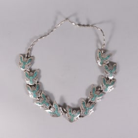 A sterling turquoise necklace estate