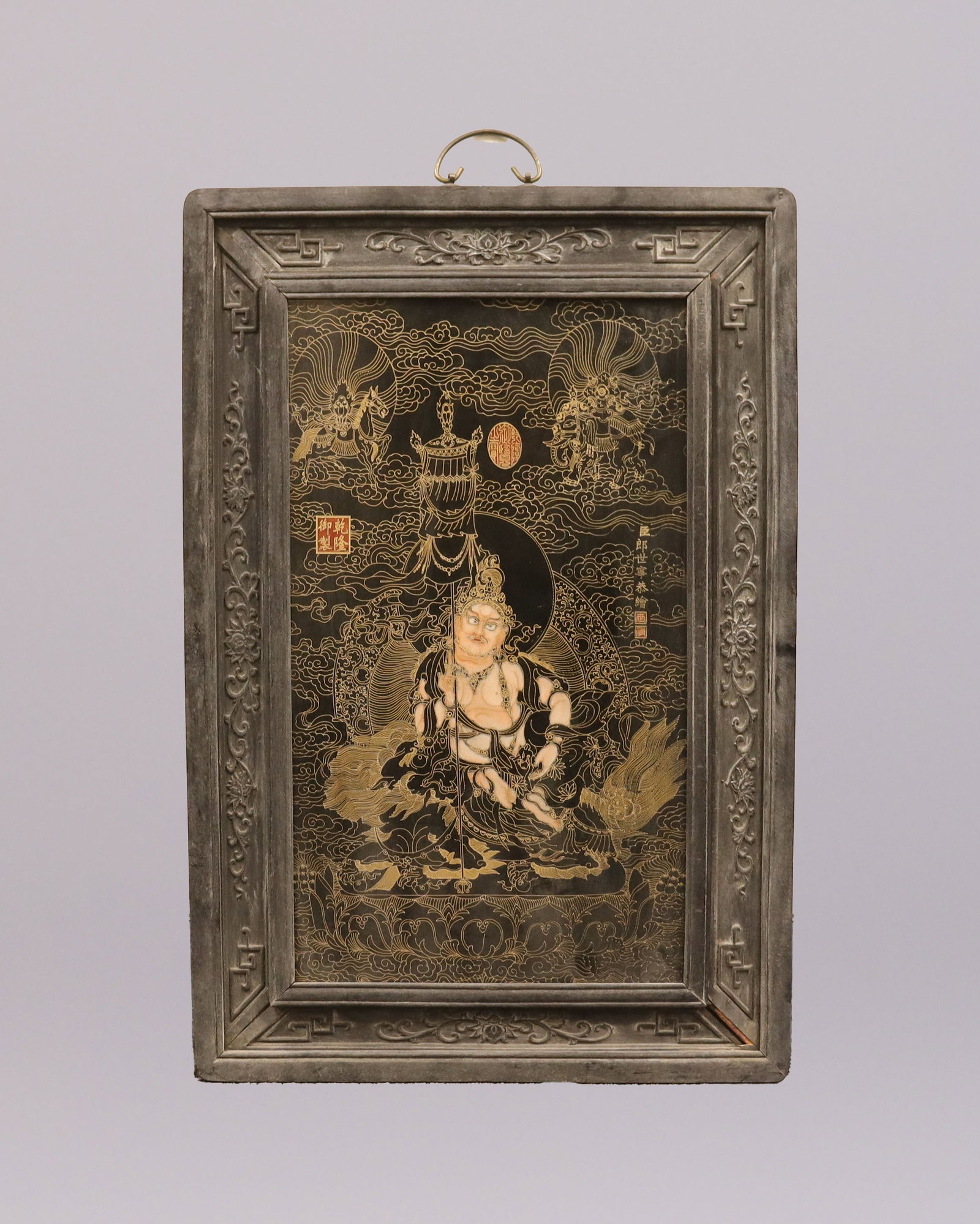 Tibetan fine heavy plaque: Tibetan fine heavy plaque. H: 28" x W: 18.8."