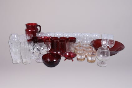 Lots vintage ruby glass and others