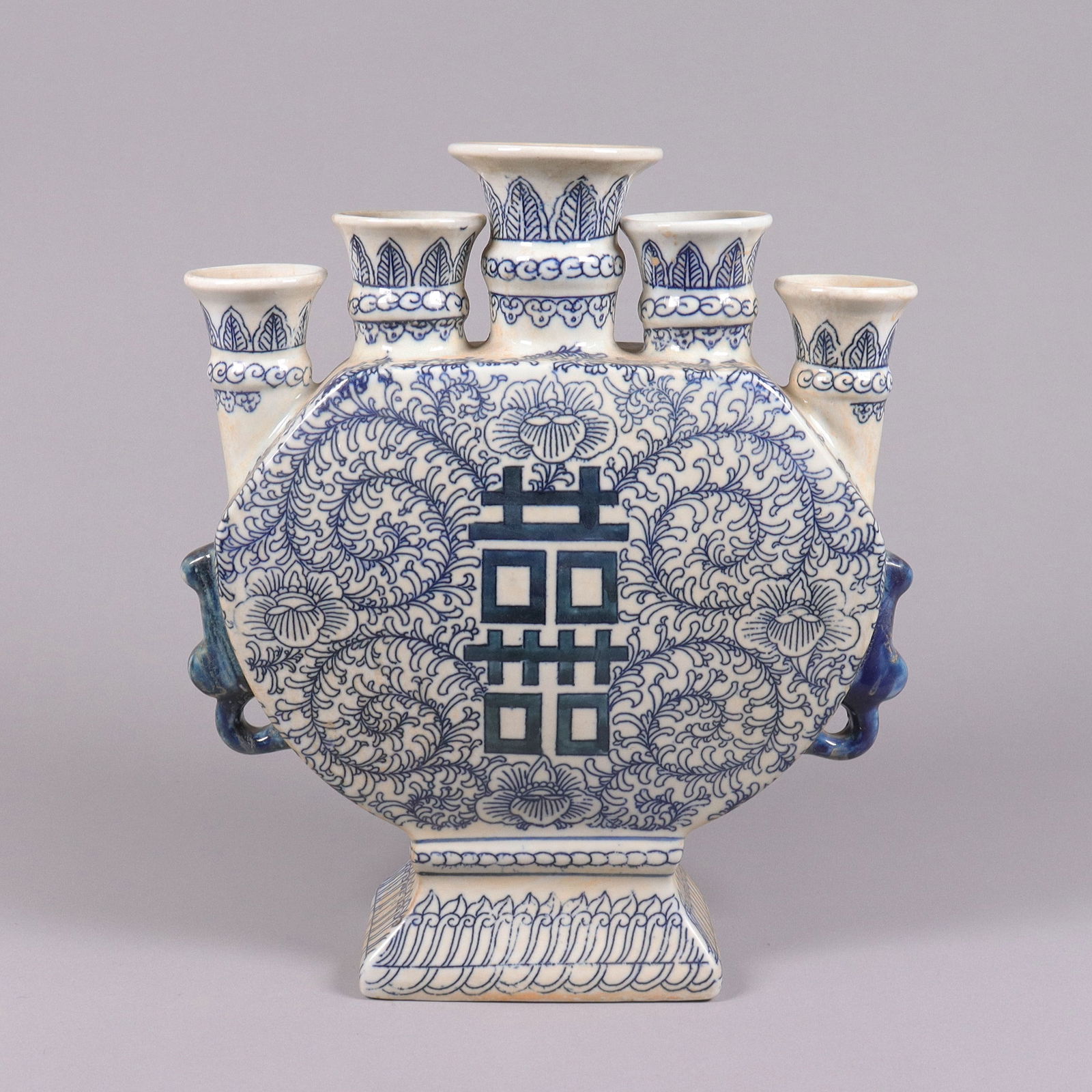 An Asian style vase: An Asian style vase. H: 11" x W: 9.75."