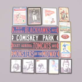 Lots vintage collectibles framed