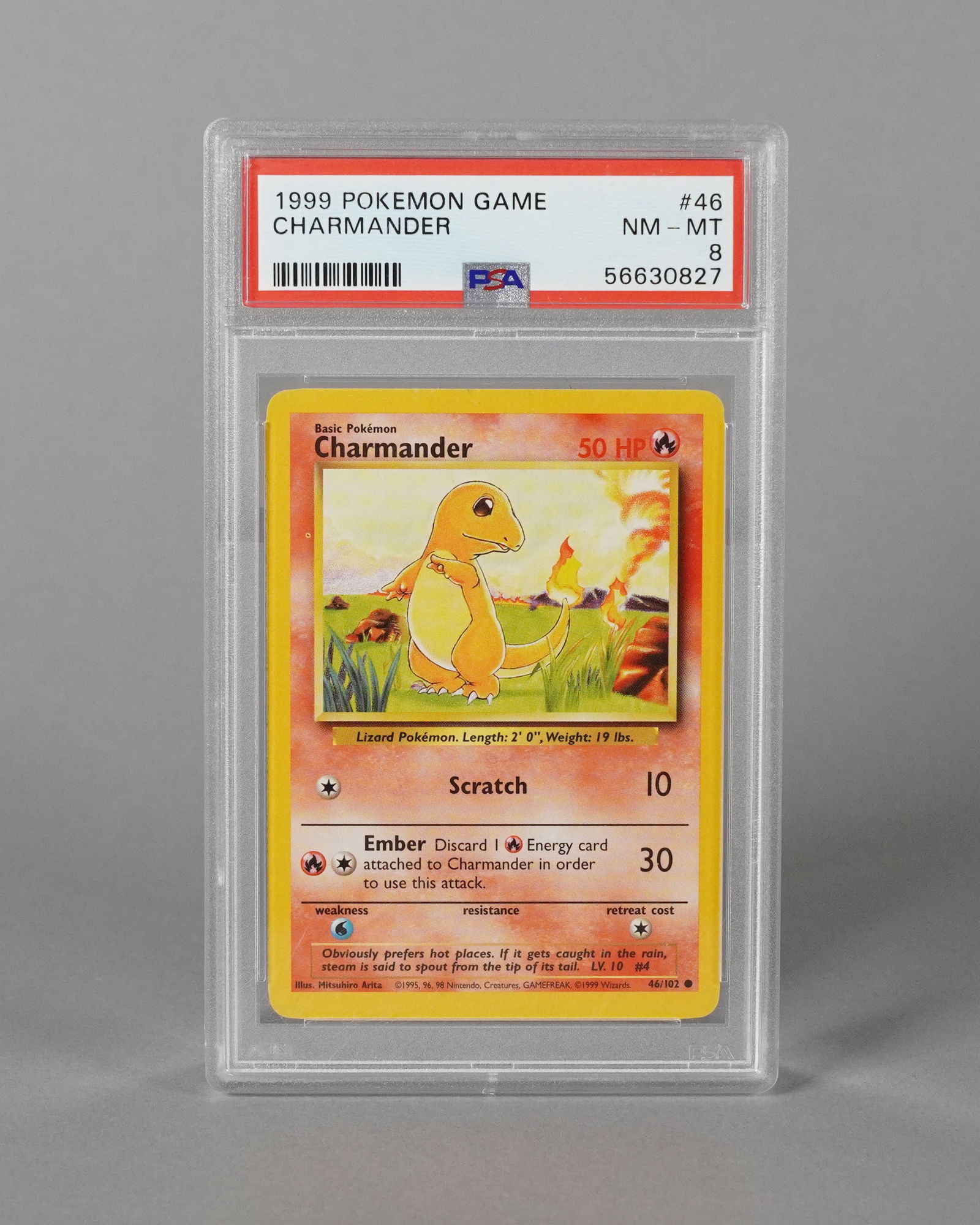 1999 Pokemon Charmander PSA 8: 1999 Pokemon Charmander PSA 8.