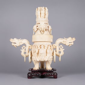 Chinese carved lidded censer