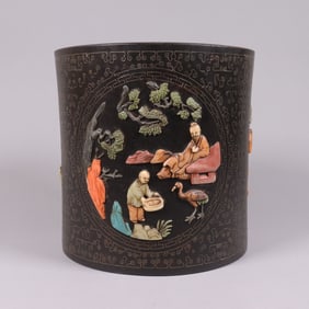 Chinese inlaid heavy brush pot