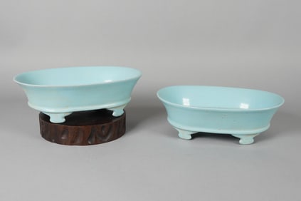 2 Chinese fine celadon washer