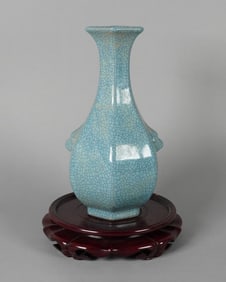 Chinese handled crackled vase