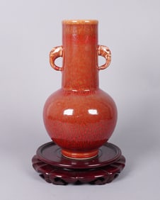 Chinese red handled vase