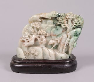 Chinese jadeite boulder with stand