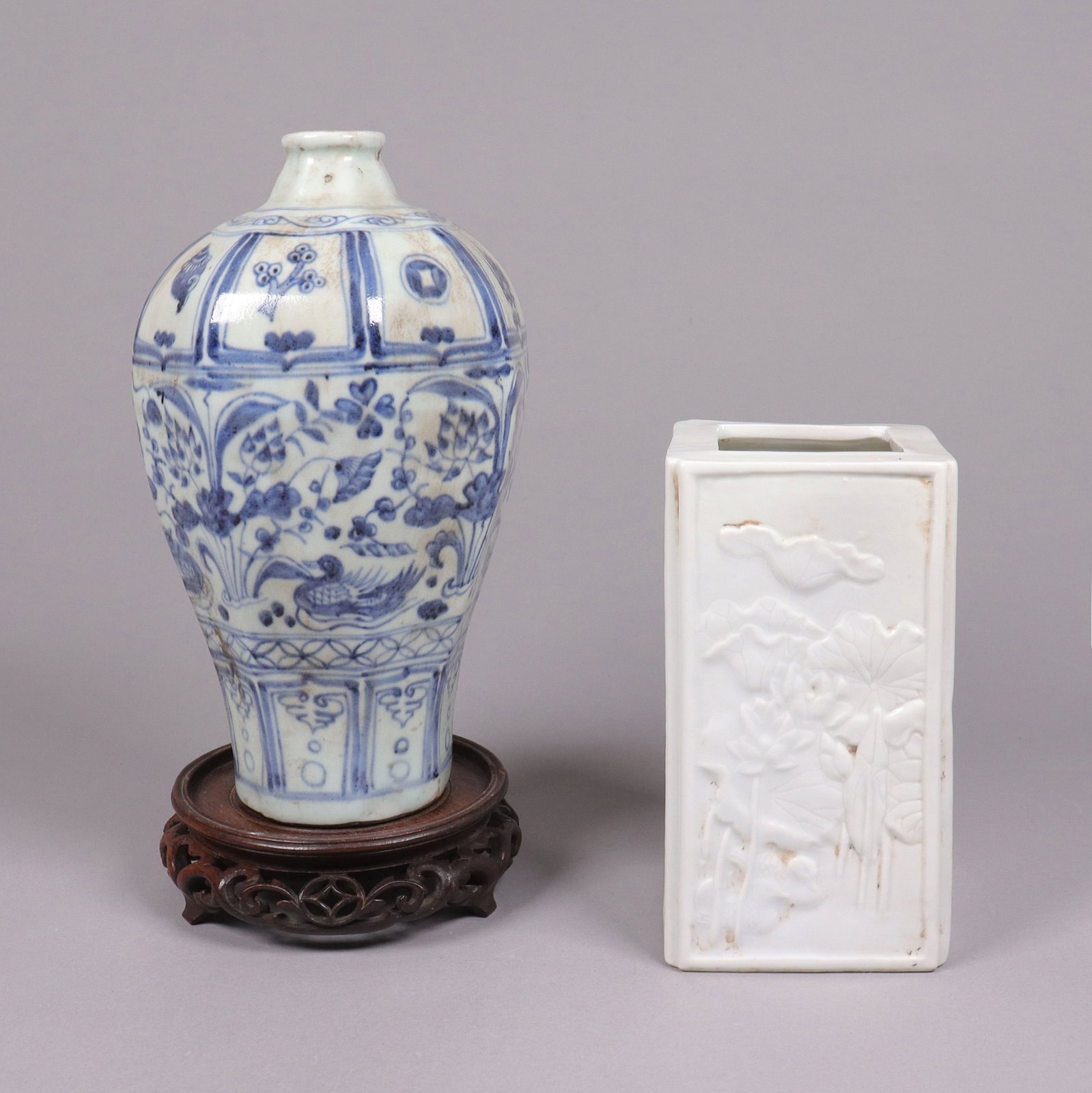 Lots Chinese fine porcelains: Lots Chinese fine porcelains. Largest H: 8.5" x W: 4.75."