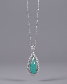 Platinum diamond jadeite pendant 10.18 carats
