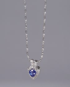 14 kt w/g tanzanite diamond necklace